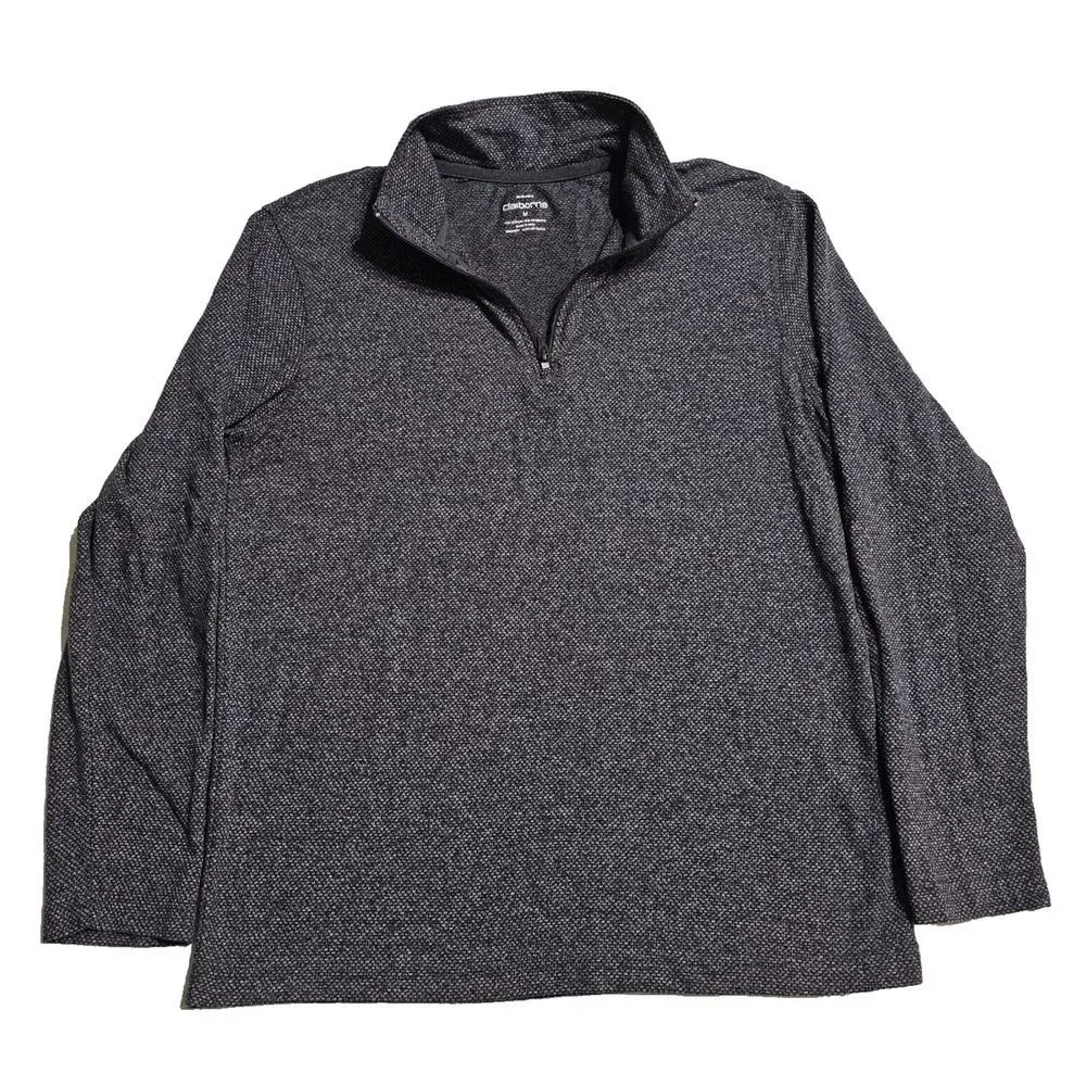 Claiborne Pullover Men's Medium‎ Gray 1/4 Zip Mock Neck Sweater Shirt